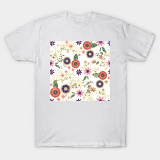 Trendy Colorful Folk Floral Original Golden Design T-Shirt